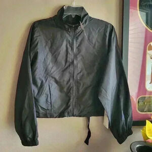 NEW Forever 21 Women's Packable Jacket Size Small Black Pockets Long Sleeve